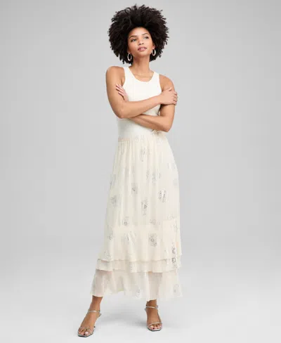 And Now This Women's Floral Shine Maxi Skirt, Macy's Exclusive In White