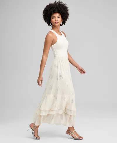 And Now This Women's Floral Shine Maxi Skirt, Macy's Exclusive In White