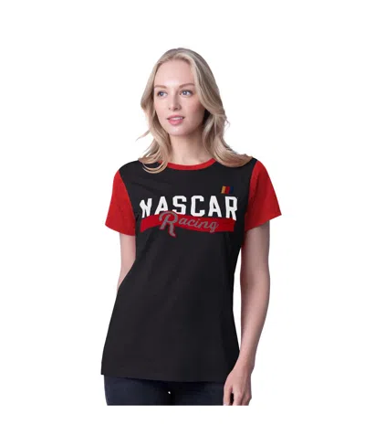 G-iii 4her By Carl Banks Women's Black Nascar Racer Color Blocked T-shirt In Black