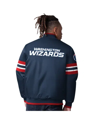 Starter Men's Navy Washington Wizards Scout Varsity Satin Full-snap Jacket In Multi