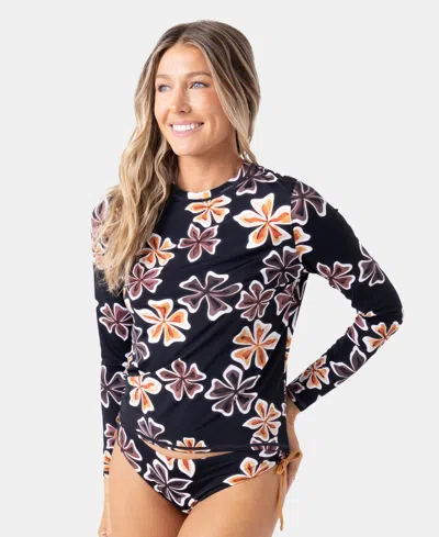 Roxy Women's Playa Hermosa Long-sleeve Sea Skipping Rashguard In Black