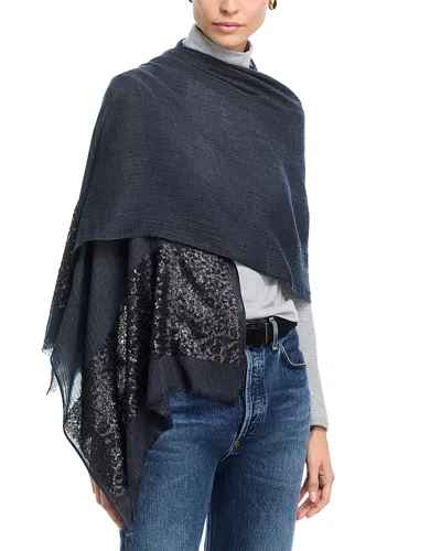 Echo Sequin Border Wrap Scarf In Blue