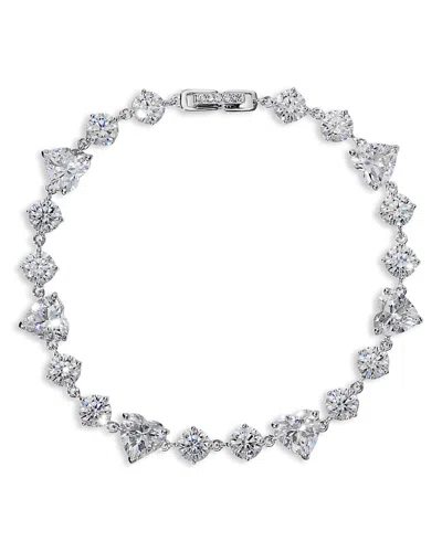 Nadri Le Bisou Cubic Zirconia Heart Line Bracelet In Metallic