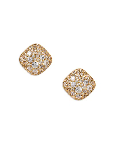 Nadri Crushed Pave Cushion Stud Earrings In Gold