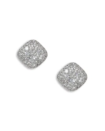 Nadri Crushed Pave Cushion Stud Earrings In Metallic