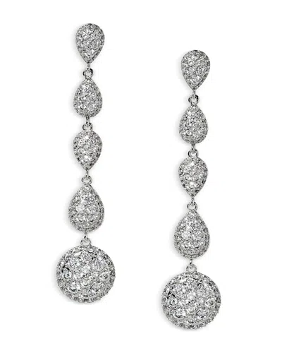 Nadri Crushed Pave Linear Drop Earrings In Silver