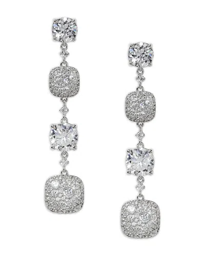 Nadri Crushed Cubic Zirconia Cushion Linear Drop Earrings In Metallic