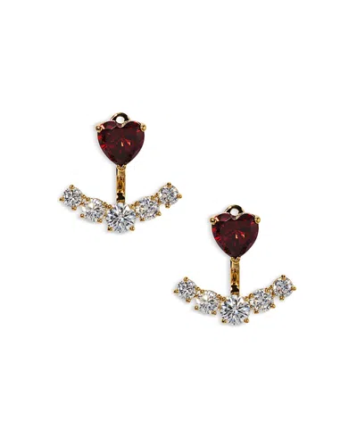 Nadri Le Bisou Red Cubic Zirconia Heart Jacket Earrings In Burgundy