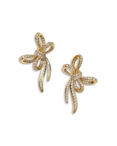 Nadri Le Bisou Pave Bow Stud Earrings In Gold