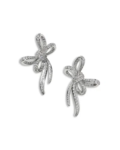 Nadri Le Bisou Pave Bow Stud Earrings In Metallic
