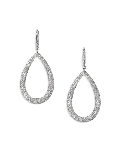 Nadri Crushed Pave Tear Shape Drop Earrings In Metallic