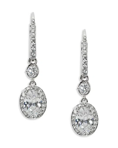 Nadri Maiden Cubic Zirconia Oval Halo Drop Earrings In Metallic
