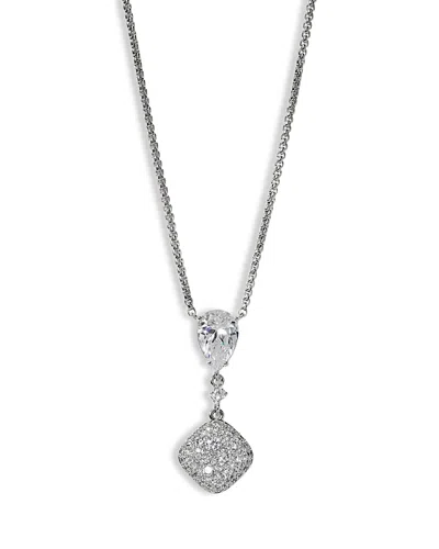 Nadri Crushed Cubic Zirconia Cushion Pendant Necklace, 16-18 In Metallic