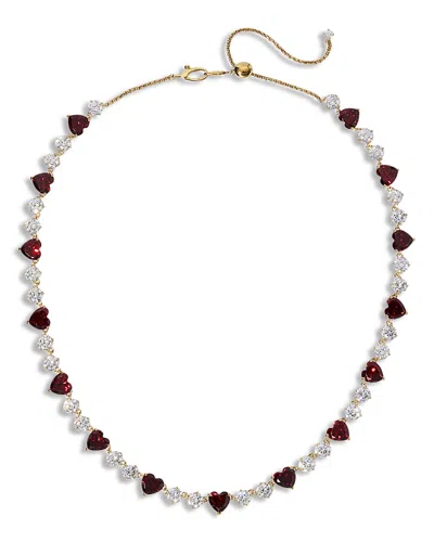 Nadri Le Bisou Red Cubic Zirconia Heart Collar Necklace, 18 In Gold
