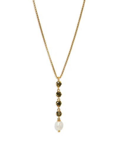 Nadri Maiden Black Cubic Zirconia & Xx Pearl Lariat Necklace, 16-18 In Gold