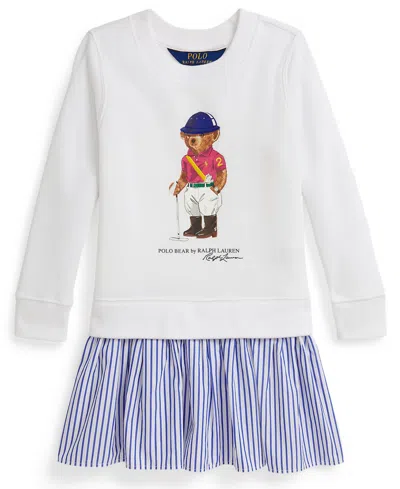 Polo Ralph Lauren Girls 2t-6x Polo Bear Striped Skirt Dress In White