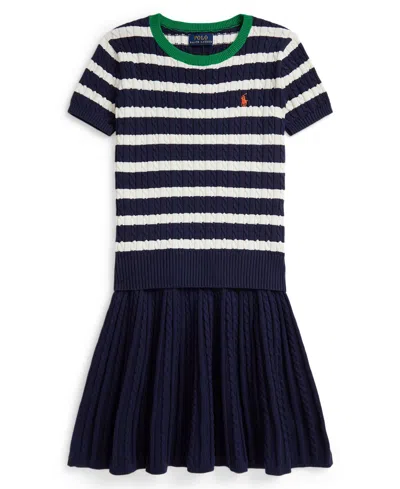 Polo Ralph Lauren Girls 7-16 Striped Sweater And Skirt, 2-piece Set In Multi