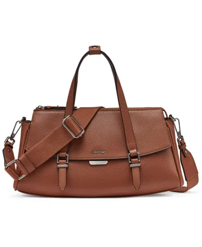 Calvin Klein Irene Medium Satchel Bag In Brown