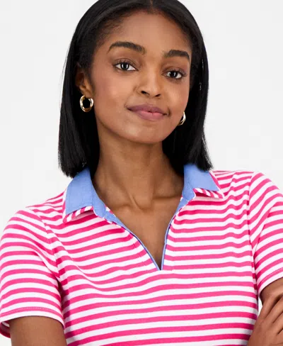 Nautica Jeans Women's Cotton Double-collar Polo T-shirt In Animal Print