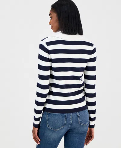 Nautica Jeans Women's Contrast-collar Stripe Sweater In Multi