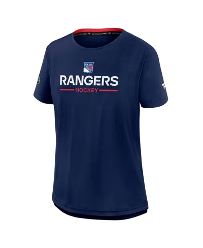 Fanatics Women's Navy New York Rangers Authentic Pro Rink Tech T-shirt In Brown
