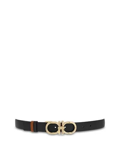Ferragamo Women's Donna Gancini Reversible Leather Belt In Black