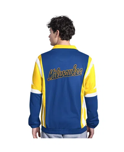 Starter Men's Royal/gold Milwaukee Brewers Contender Tricot Full-zip Track Jacket In Multi