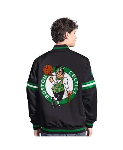Starter Men'sâ Black Boston Celtics Scout Varsity Full-snap Jacket In Black