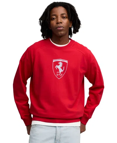 Puma Scuderia Ferrari Sportswear Shield Crewneck Sweatshirt In Red