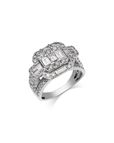 Bloomingdale's Fine Collection Mixed Cut Diamond Band Ring In 14k White Gold, 2.0 Tcw In Metallic