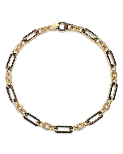 Bloomingdale's Fine Collection Black & White Diamond Chain Link Bracelet In 14k Yellow Gold, 2.0 Tcw In Gold