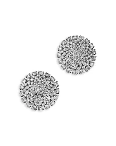 Bloomingdale's Fine Collection Diamond Gradient Cluster Circle Stud Earrings In 14k White Gold, 3.0 Tcw In Metallic