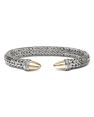 John Hardy Sterling Silver & 14k Yellow Gold Diamond Spear 50 Flex Cuff, 0.25 Tcw In Silver