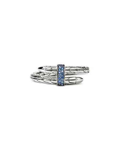 John Hardy Sterling Silver Spear Blue Sapphire Coil Ring In Silver
