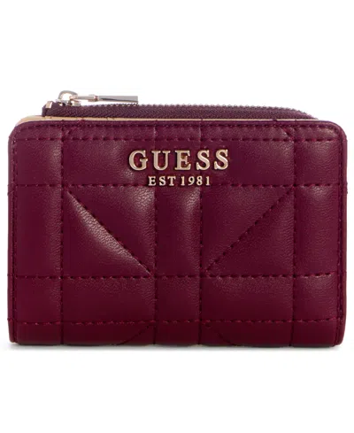 Guess Edita Slg Zip Around Card Case In Burgundy