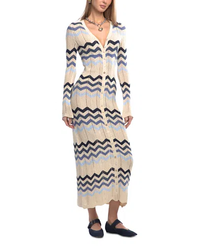 Capittana Gretta Zigzag Blue Dress In Multi