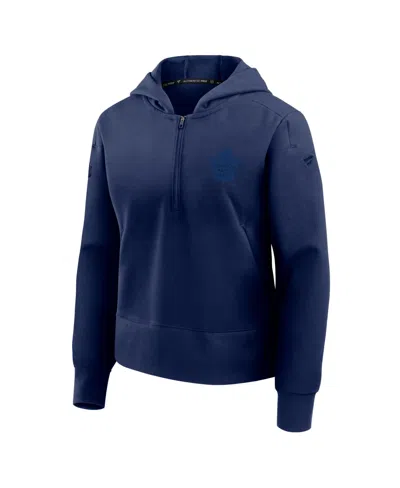 Fanatics Women's Navy Toronto Maple Leafs Authentic Pro Road Tri-blend Quarter-zip Hoodie In Blue