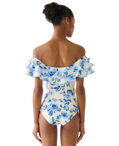 Kate Spade Women's Ruffle Printed One-piece Swimsuit In Multi