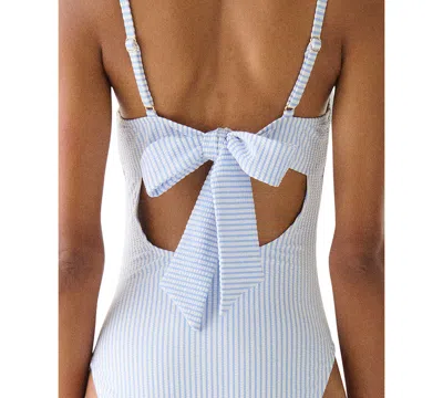 Kate Spade Women's Bow Back One-piece Swimsuit In Blue