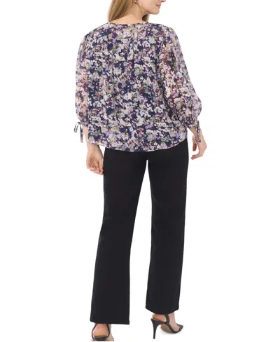 Sam & Jess Women's Crewneck Tie-sleeve Top In Blue