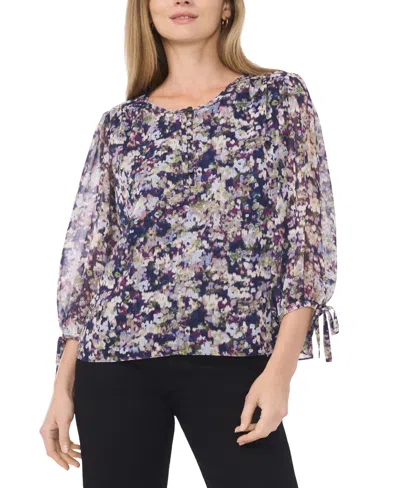 Sam & Jess Women's Crewneck Tie-sleeve Top In Blue