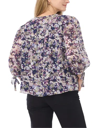 Sam & Jess Women's Crewneck Tie-sleeve Top In Blue