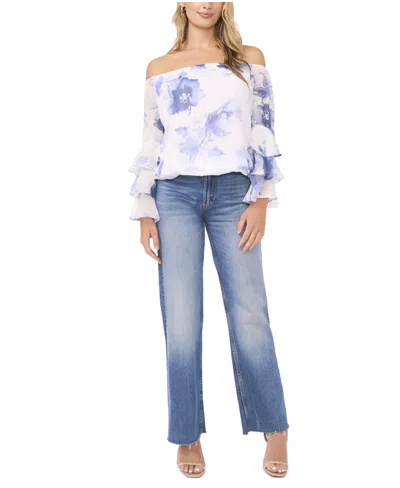 Sam & Jess Women's Long-sleeve Ruffle Top In White