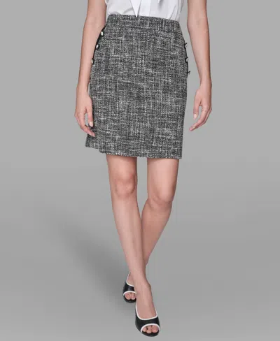 Karl Lagerfeld Women's Knee Length Tweed Skirt In Gray