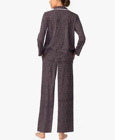 Aria Sleepwear Burshed Cotton Notch Collar Pant Pj Set In Multi