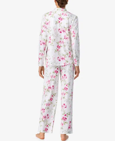 Aria Sleepwear Burshed Cotton Notch Collar Pant Pj Set In Animal Print