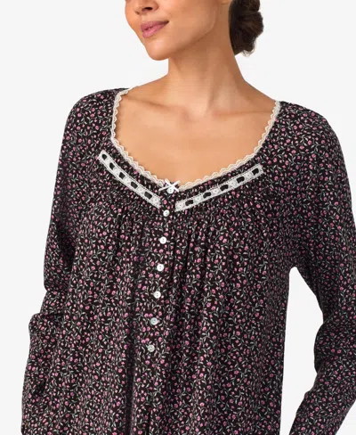 Aria Women's Brushed Long Sleeve Brushed Cotton Jersey Nightgown In Multi