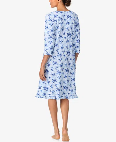 Aria Women's Brushed Cotton 3/4 Sleeve Nightgown In Blue