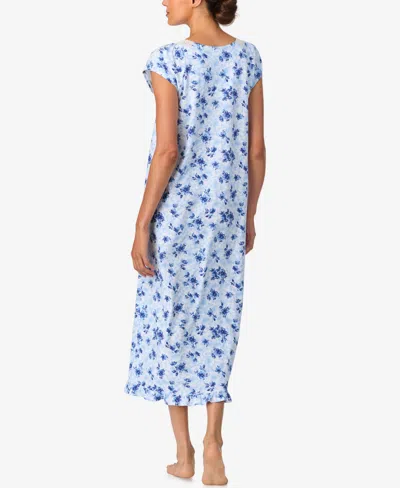 Aria Women's Brushed Cotton Jersey Cap Sleeve Nightgown In Blue