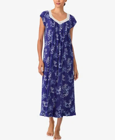 Aria Women's Brushed Cotton Jersey Cap Sleeve Nightgown In Blue